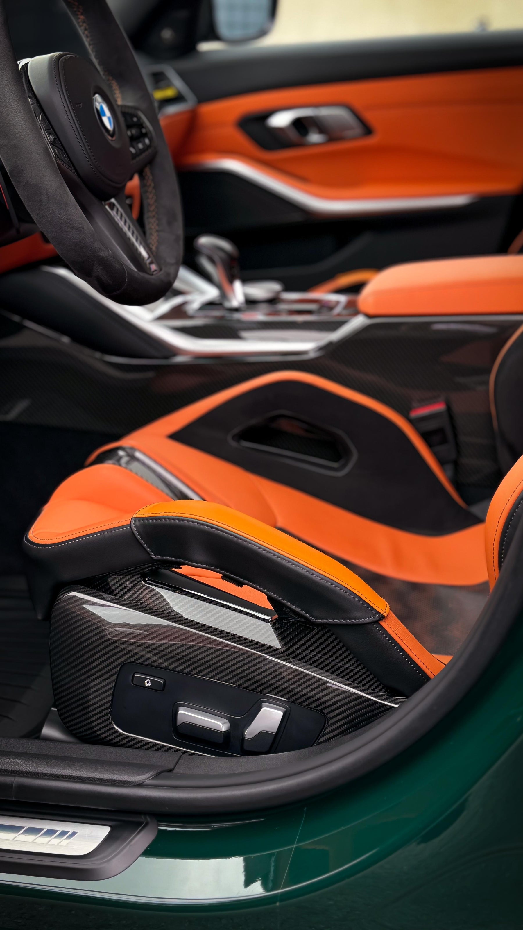 Carbon Fiber Seat Side Cover for BMW M G87 M3 G80 G81 M4 G82 G83 - Dry Carbon